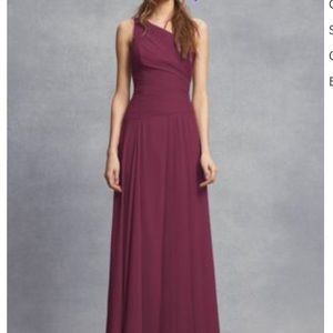 David’s Bridal wine burgundy red bridesmaid prom